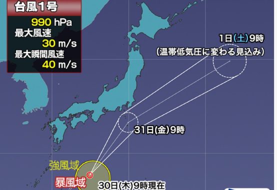 台風1号の進路